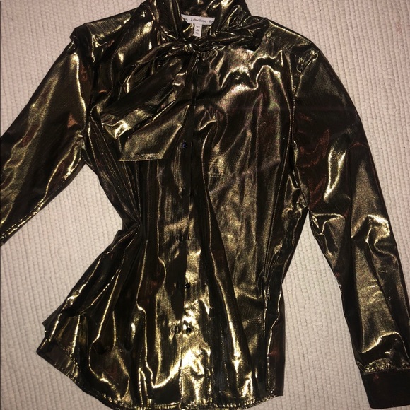 SOLD & other stories gold bow shirt - Picture 1 of 3
